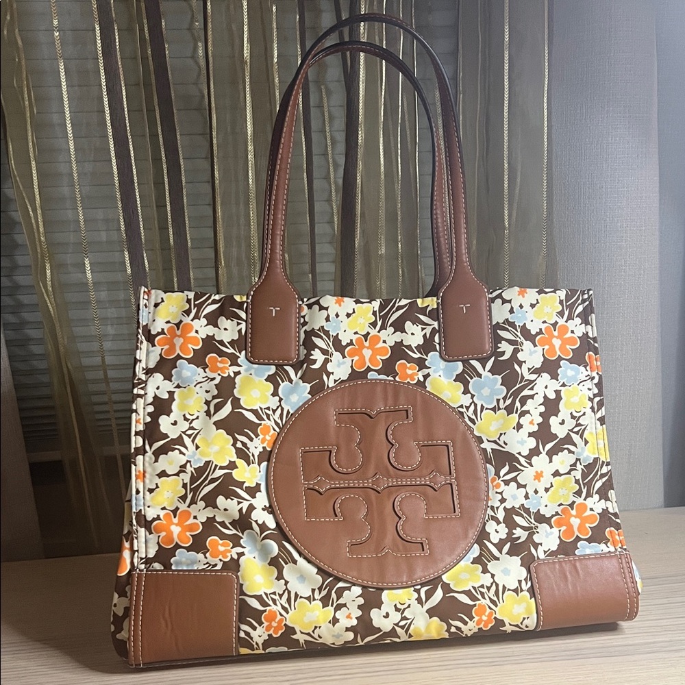 Tory Burch Brown Floral Tote